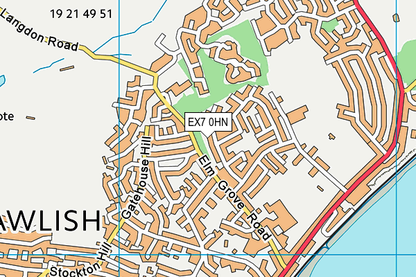 EX7 0HN map - OS VectorMap District (Ordnance Survey)