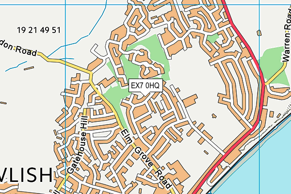EX7 0HQ map - OS VectorMap District (Ordnance Survey)