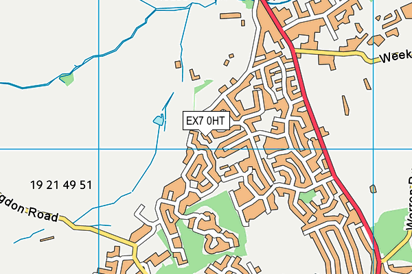 EX7 0HT map - OS VectorMap District (Ordnance Survey)