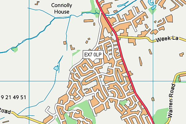 EX7 0LP map - OS VectorMap District (Ordnance Survey)