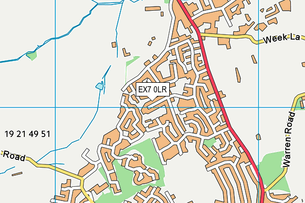 EX7 0LR map - OS VectorMap District (Ordnance Survey)