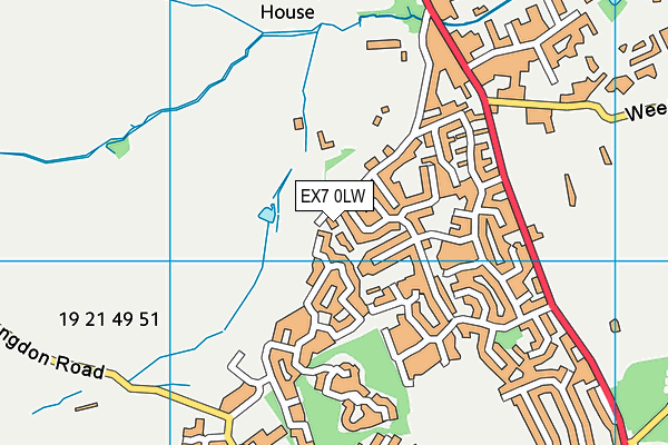 EX7 0LW map - OS VectorMap District (Ordnance Survey)
