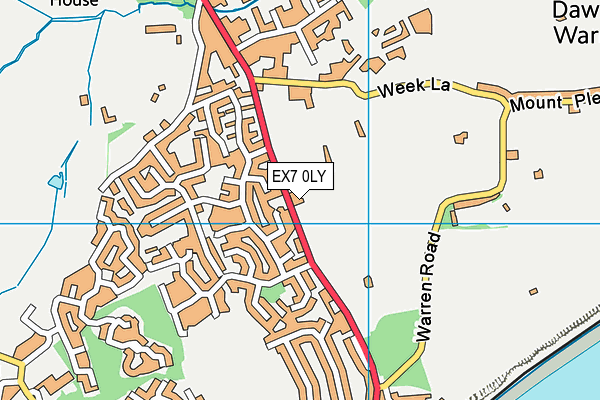 EX7 0LY map - OS VectorMap District (Ordnance Survey)