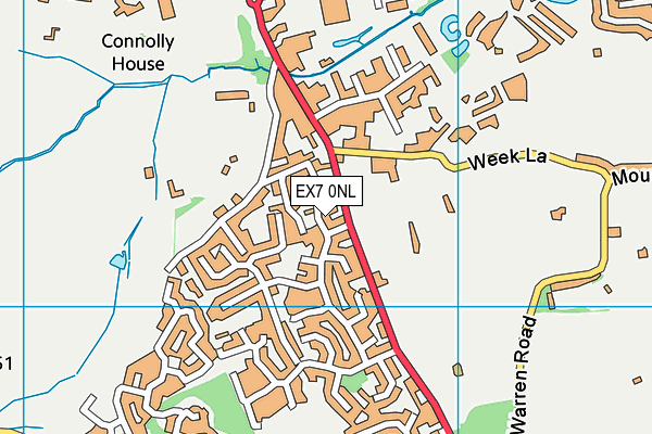 EX7 0NL map - OS VectorMap District (Ordnance Survey)