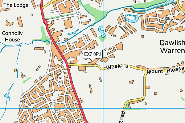 EX7 0PJ map - OS VectorMap District (Ordnance Survey)