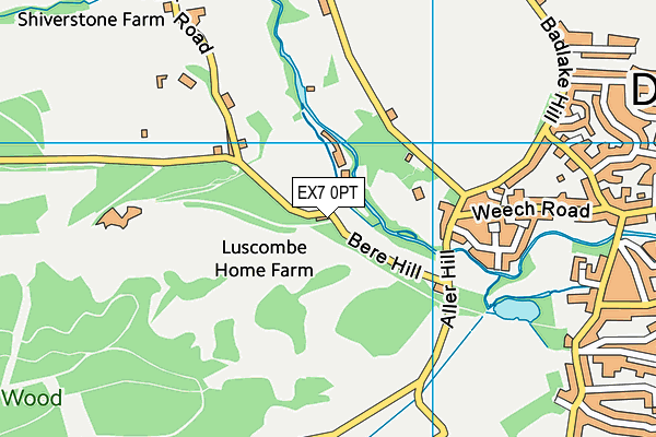 EX7 0PT map - OS VectorMap District (Ordnance Survey)