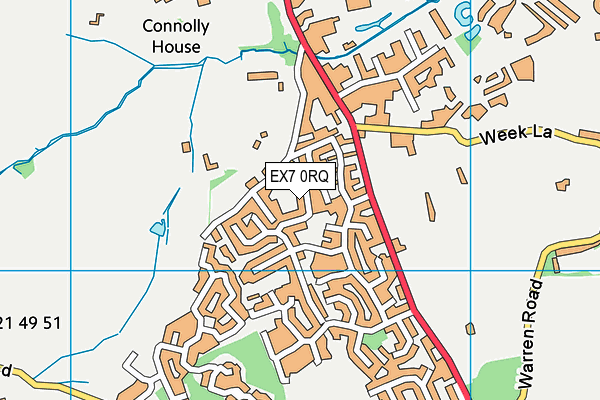 EX7 0RQ map - OS VectorMap District (Ordnance Survey)
