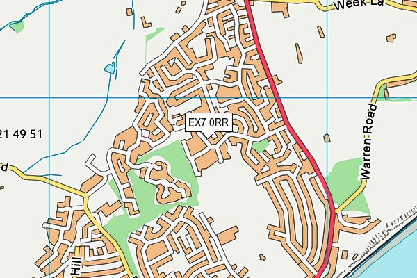 EX7 0RR map - OS VectorMap District (Ordnance Survey)