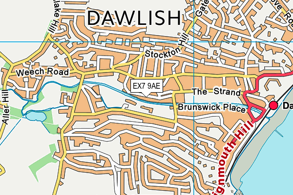 EX7 9AE map - OS VectorMap District (Ordnance Survey)