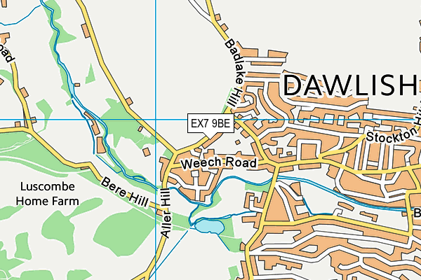EX7 9BE map - OS VectorMap District (Ordnance Survey)