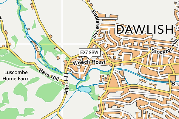 EX7 9BW map - OS VectorMap District (Ordnance Survey)