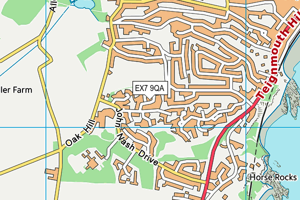 EX7 9QA map - OS VectorMap District (Ordnance Survey)