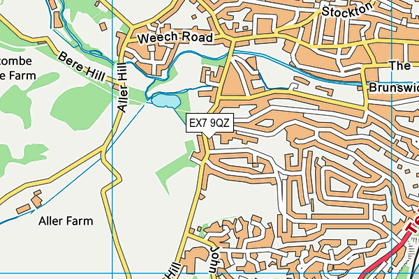 EX7 9QZ map - OS VectorMap District (Ordnance Survey)
