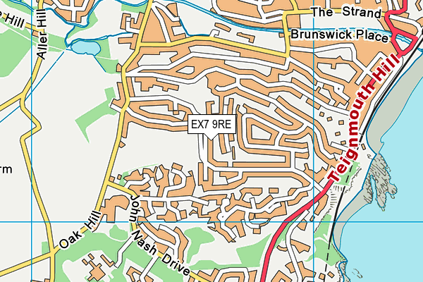 EX7 9RE map - OS VectorMap District (Ordnance Survey)