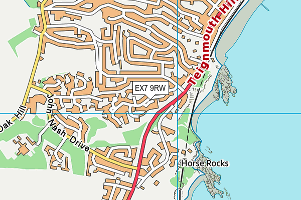 EX7 9RW map - OS VectorMap District (Ordnance Survey)