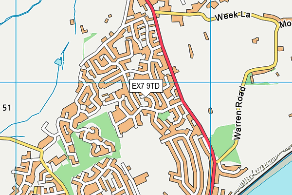 EX7 9TD map - OS VectorMap District (Ordnance Survey)