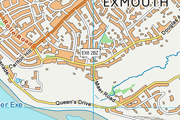 EX8 2BZ map - OS VectorMap District (Ordnance Survey)