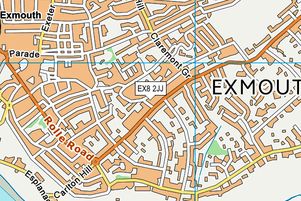 EX8 2JJ map - OS VectorMap District (Ordnance Survey)