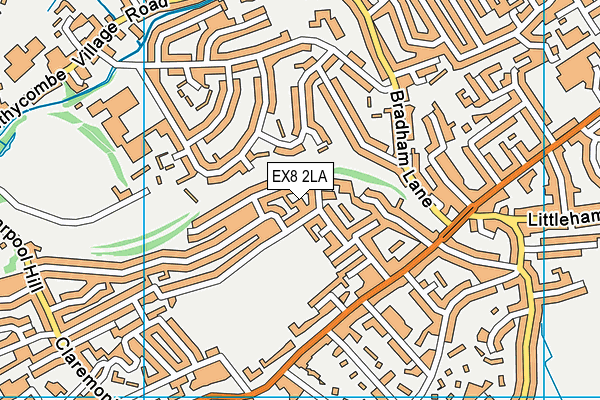 EX8 2LA map - OS VectorMap District (Ordnance Survey)