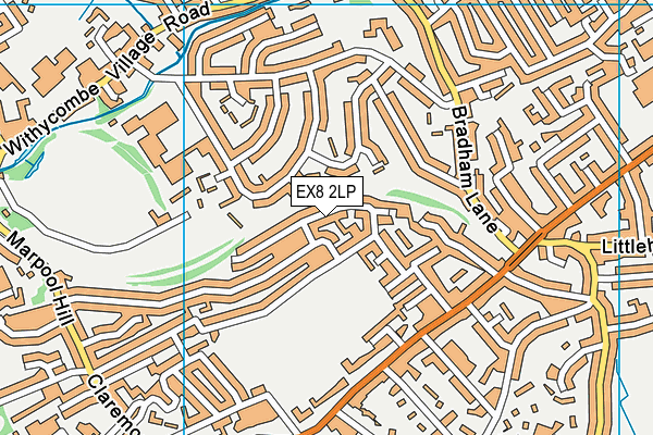 EX8 2LP map - OS VectorMap District (Ordnance Survey)