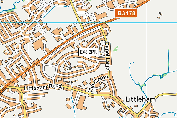 EX8 2PR map - OS VectorMap District (Ordnance Survey)