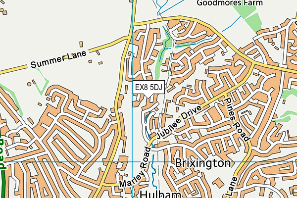 EX8 5DJ map - OS VectorMap District (Ordnance Survey)