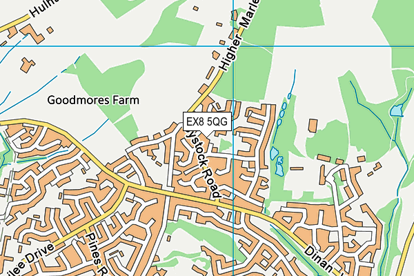 EX8 5QG map - OS VectorMap District (Ordnance Survey)