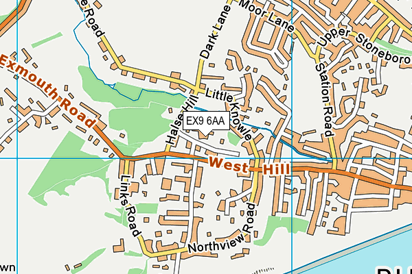 EX9 6AA map - OS VectorMap District (Ordnance Survey)