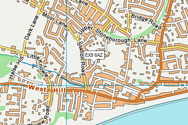 EX9 6AZ map - OS VectorMap District (Ordnance Survey)