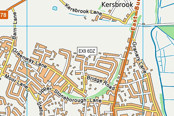 EX9 6DZ map - OS VectorMap District (Ordnance Survey)