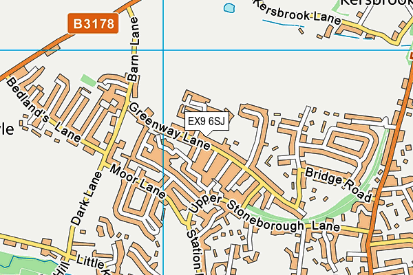 EX9 6SJ map - OS VectorMap District (Ordnance Survey)