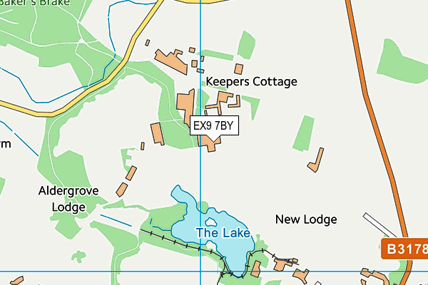 Bicton College map (EX9 7BY) - OS VectorMap District (Ordnance Survey)