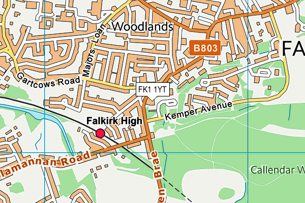 FK1 1YT map - OS VectorMap District (Ordnance Survey)