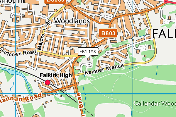 FK1 1YX map - OS VectorMap District (Ordnance Survey)