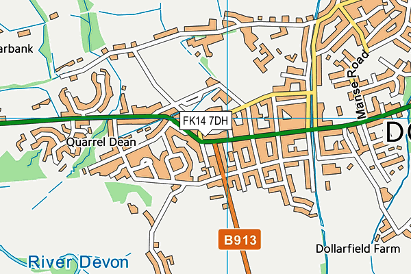 FK14 7DH map - OS VectorMap District (Ordnance Survey)