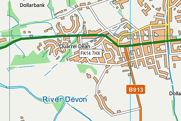 FK14 7HX map - OS VectorMap District (Ordnance Survey)