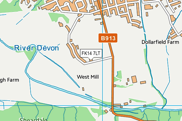 FK14 7LT map - OS VectorMap District (Ordnance Survey)