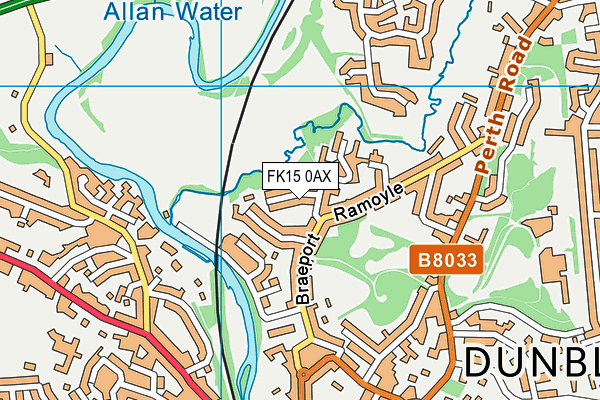 FK15 0AX map - OS VectorMap District (Ordnance Survey)