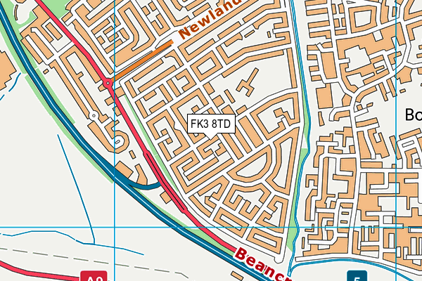 FK3 8TD map - OS VectorMap District (Ordnance Survey)