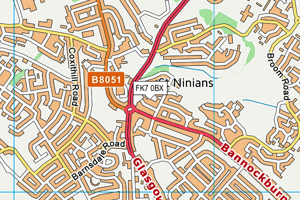 FK7 0BX map - OS VectorMap District (Ordnance Survey)