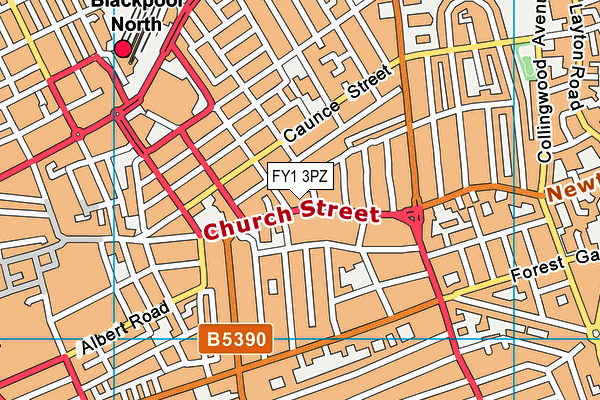 FY1 3PZ map - OS VectorMap District (Ordnance Survey)