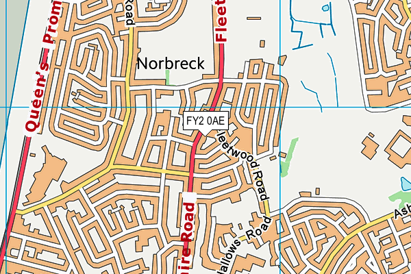 FY2 0AE map - OS VectorMap District (Ordnance Survey)
