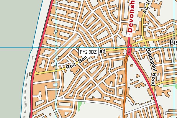 FY2 9DZ map - OS VectorMap District (Ordnance Survey)