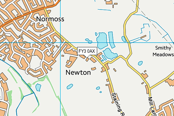 Blackpool Newton Hall Indoor Bowls Club map (FY3 0AX) - OS VectorMap District (Ordnance Survey)