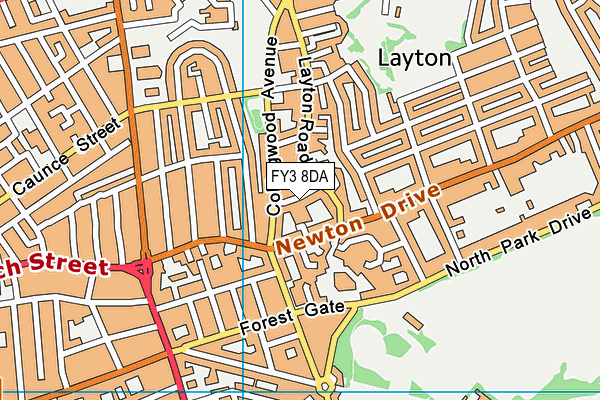 FY3 8DA map - OS VectorMap District (Ordnance Survey)