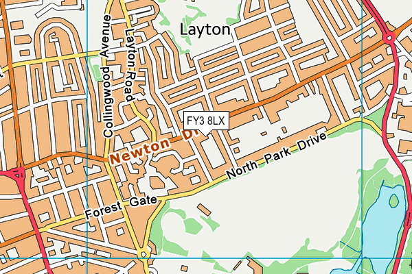 FY3 8LX map - OS VectorMap District (Ordnance Survey)