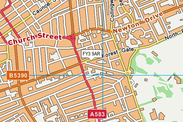 FY3 9AR map - OS VectorMap District (Ordnance Survey)