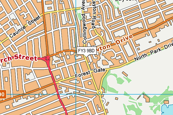 FY3 9BD map - OS VectorMap District (Ordnance Survey)