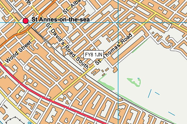 St Annes On Sea St Thomas C Of E Primary School map (FY8 1JN) - OS VectorMap District (Ordnance Survey)