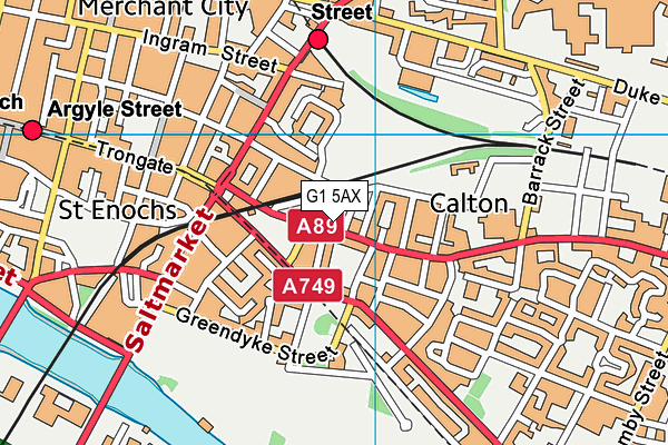 G1 5AX map - OS VectorMap District (Ordnance Survey)